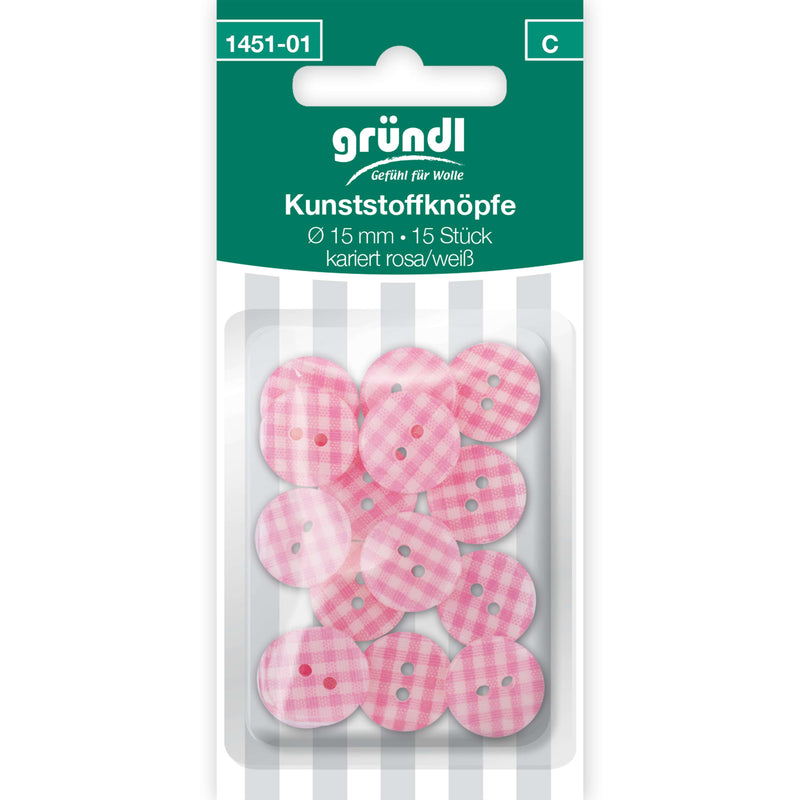Kunststoffknöpfe, 15 Stück, Ø 15 mm
