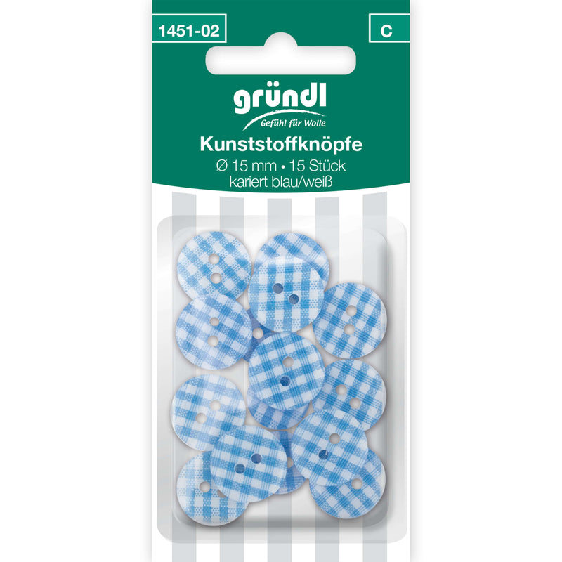 Kunststoffknöpfe, 15 Stück, Ø 15 mm