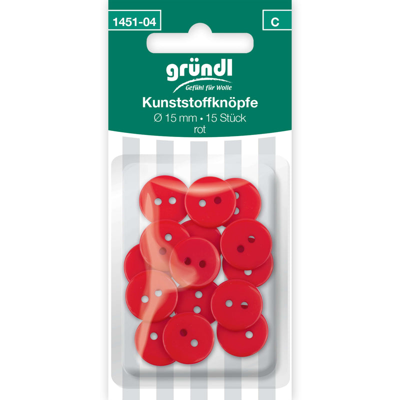 Kunststoffknöpfe, 15 Stück, Ø 15 mm