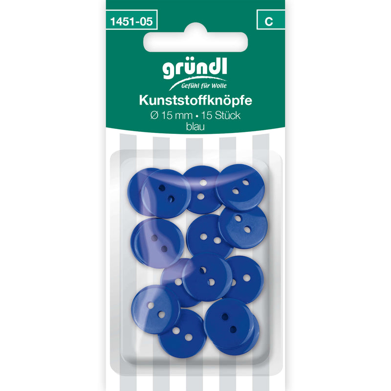 Kunststoffknöpfe, 15 Stück, Ø 15 mm